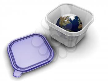 Royalty Free Clipart Image of a World in a Plastic Container
