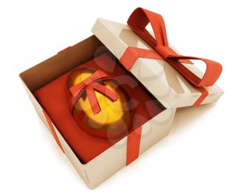 Royalty Free Clipart Image of an Easter Egg in Gift Box