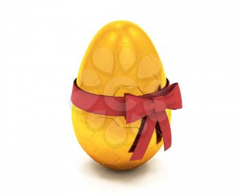 Royalty Free Clipart Image of an Egg With a Bow
