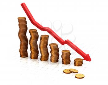 Royalty Free Clipart Image of a Chart Showing Falling Profits