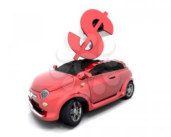 Royalty Free Clipart Image of a Dollar Sign Crashing Onto a Car