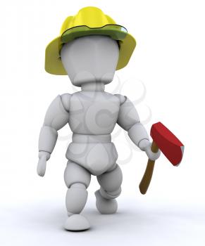 Royalty Free Clipart Image of a Firefighters With an Ax