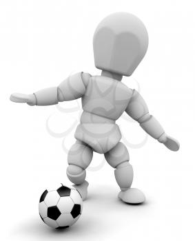 Royalty Free Clipart Image of a Person Kicking a Ball