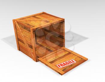 Royalty Free Clipart Image of a Crate With a Fragile on It