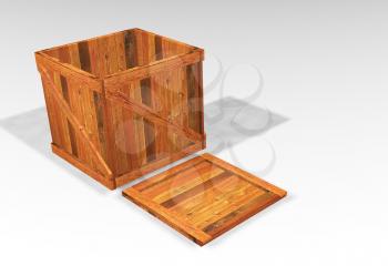Royalty Free Clipart Image of an Open Crate With Fragile On It