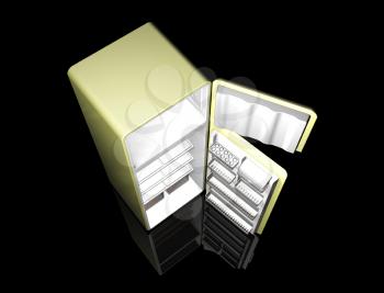Royalty Free Clipart Image of a Refrigerator With the Door Open