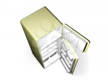 Royalty Free Clipart Image of a Fridge and Freezer From Above