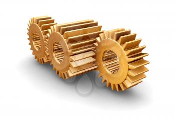 Royalty Free Clipart Image of a Interlocking Chrome Gears