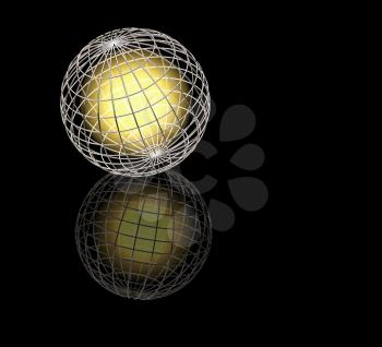Royalty Free Clipart Image of a Wire Frame Globe