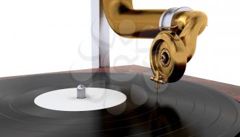 Royalty Free Clipart Image of a Record on a Gramphone