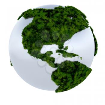 Royalty Free Clipart Image of the Earth With the Continents Covered in Grass