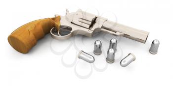 Royalty Free Clipart Image of a Handgun With Bullets
