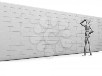 Royalty Free Clipart Image of a Guy Looking at a Wall