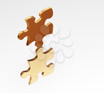 Royalty Free Clipart Image of Balancing Puzzle Pieces