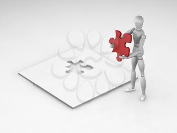 Royalty Free Clipart Image of a Person Doing a Puzzle