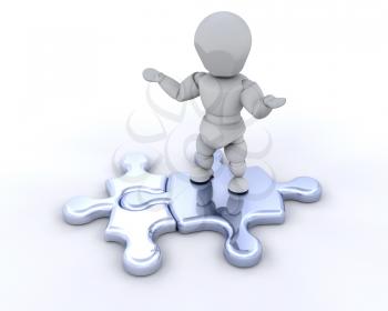 Royalty Free Clipart Image of a Person on Jigsaw Pieces