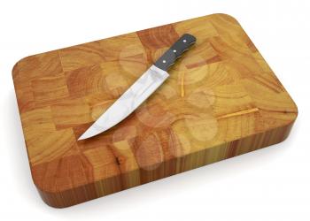 Royalty Free Clipart Image of a Knife and Cutting Board