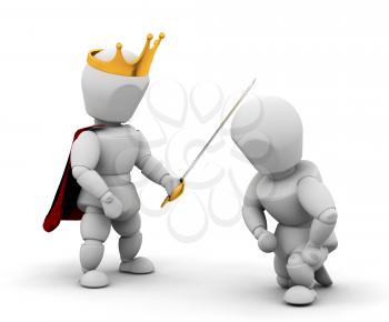 Royalty Free Clipart Image of a King Knighting Someone