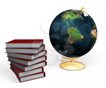 Royalty Free Clipart Image of a Globe and Books