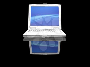 Royalty Free Clipart Image of a Laptop Reflected