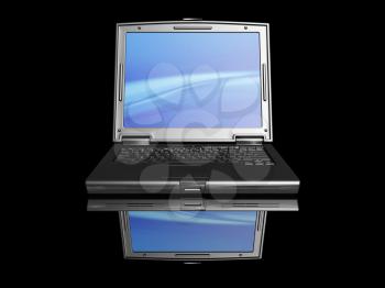 Royalty Free Clipart Image of a Black Laptop on Black