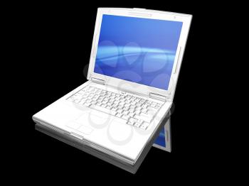 Royalty Free Clipart Image of a White Laptop on a Black Background