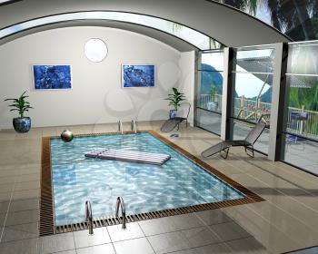 Royalty Free Clipart Image of an Indoor Pool