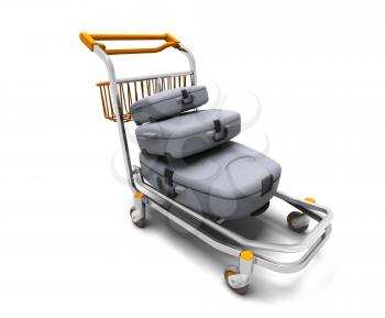 Royalty Free Clipart Image of Luggage on a Cart