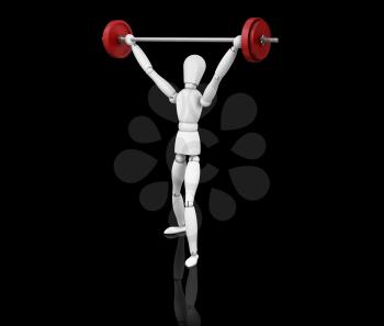 Royalty Free Clipart Image of a 3D Guy Lifting Weights