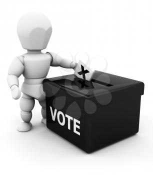 Royalty Free Clipart Image of a 3D Person Voting