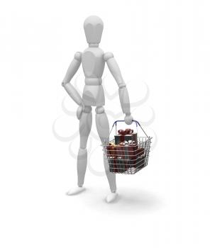 Royalty Free Clipart Image of a Person Carrying a Full Basket
