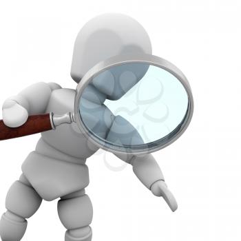 Royalty Free Clipart Image of a Guy Looking Through a Magnifying Glass