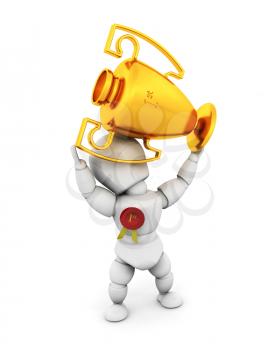 Royalty Free Clipart Image of a Person Holding a Trophy