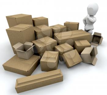 Royalty Free Clipart Image of Guy With Boxes