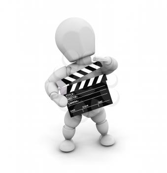 Royalty Free Clipart Image of a Man With a Clapper Board