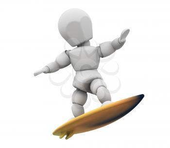 Royalty Free Clipart Image of a Guy on a Surfboard