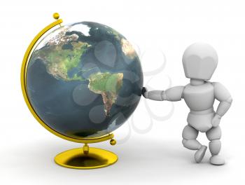 Royalty Free Clipart Image of a Guy Leaning on a Globe