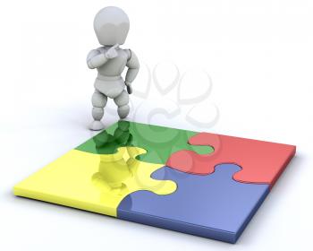 Royalty Free Clipart Image of at a Completed Puzzle