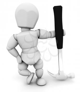 Royalty Free Clipart Image of a Person With a Hammer