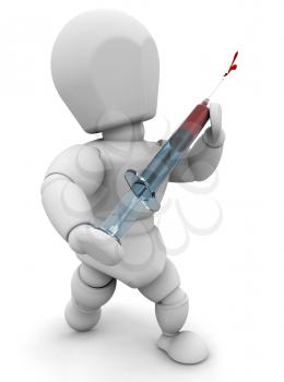 Royalty Free Clipart Image of a Person Holding a Syringe