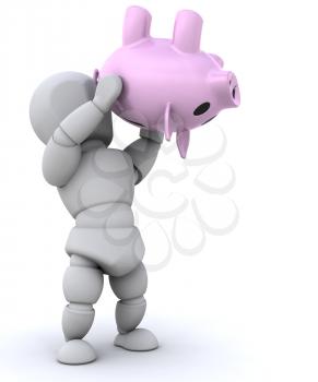 Royalty Free Clipart Image of a Person Shaking a Piggy Bank