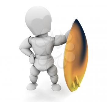 Royalty Free Clipart Image of a Person With a Surfboard