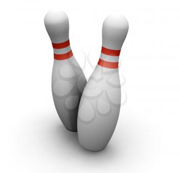 Royalty Free Clipart Image of Two Bowling Pins
