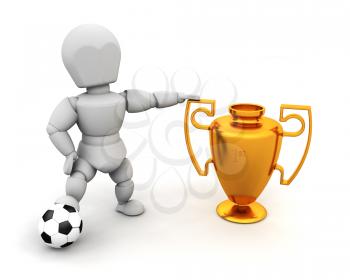 Royalty Free Clipart Image of a Soccer Player With a Cup