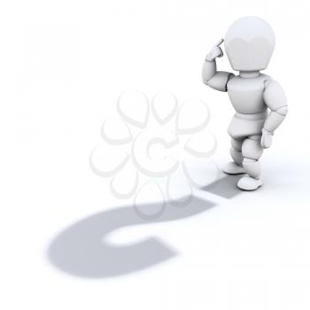 Royalty Free Clipart Image of a Person With a Question Mark Shadow