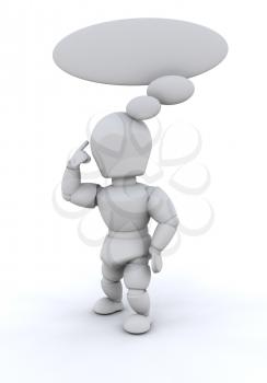 Royalty Free Clipart Image of a Person With a Bubble Thought