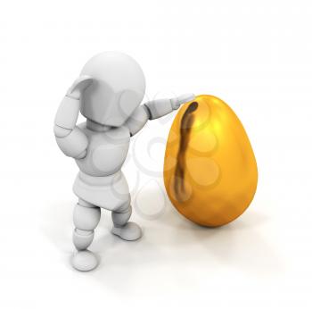 Royalty Free Clipart Image of a Person Holding a Golden Egg