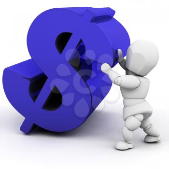 Royalty Free Clipart Image of a Person Holding a Dollar Sign