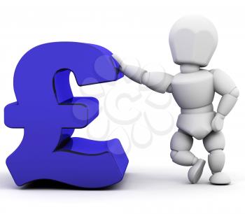 Royalty Free Clipart Image of a Person Leaning on a Pound Sign