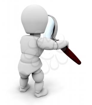 Royalty Free Clipart Image of a Person Looking Through a Magnifying Glass